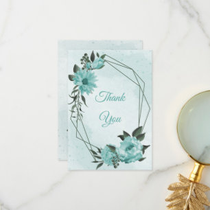 Tarjeta De Agradecimiento flores azules verde botánico
