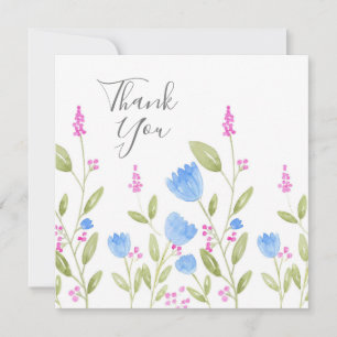Tarjeta De Agradecimiento Flores azules y bayas rosas
