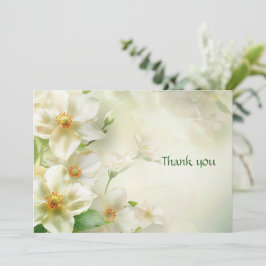 Tarjeta De Agradecimiento Flores blancas de color de agua