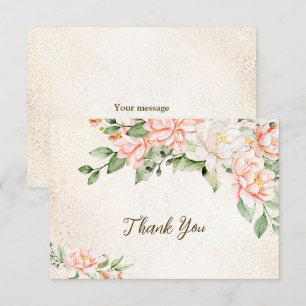 Tarjeta De Agradecimiento Flores blancas de color de agua fiesta Elegante