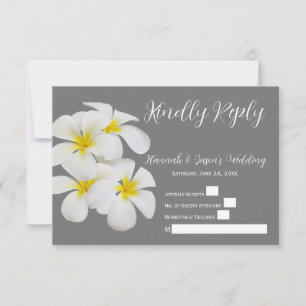 Tarjeta De Agradecimiento Flores blancas de frangipani, sobre gris medio, RS
