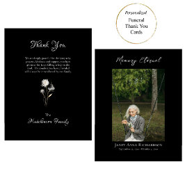 Tarjeta De Agradecimiento Flores blancas etéreas Foto Memorial ortodoxo