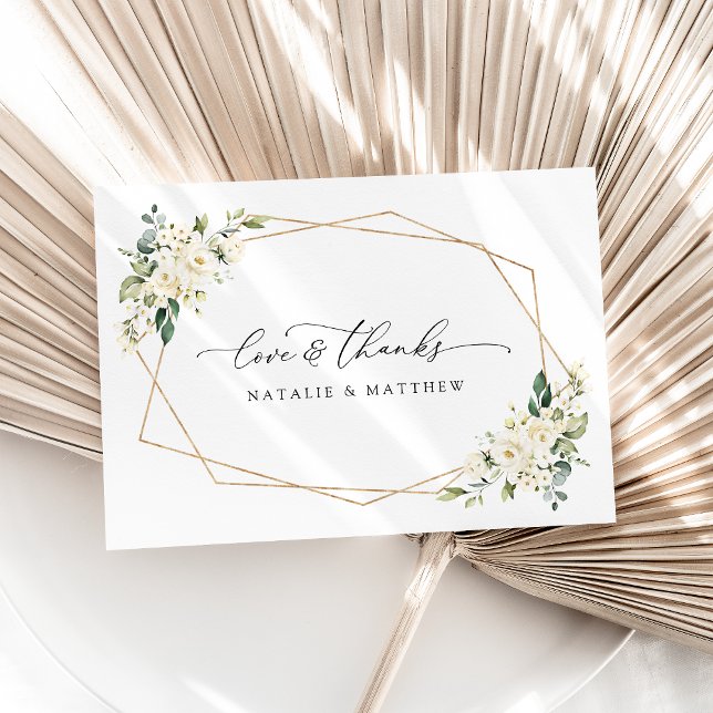 Tarjeta De Agradecimiento Flores Blancas, Flores Crema, Verdor, Boda (Subido por el creador)