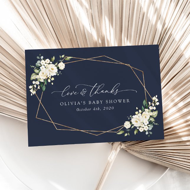 Tarjeta De Agradecimiento Flores blancas, flores de crema, boho, Baby Shower (Subido por el creador)