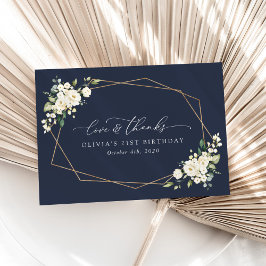 Tarjeta De Agradecimiento Flores blancas, flores de crema, boho, cumpleaños