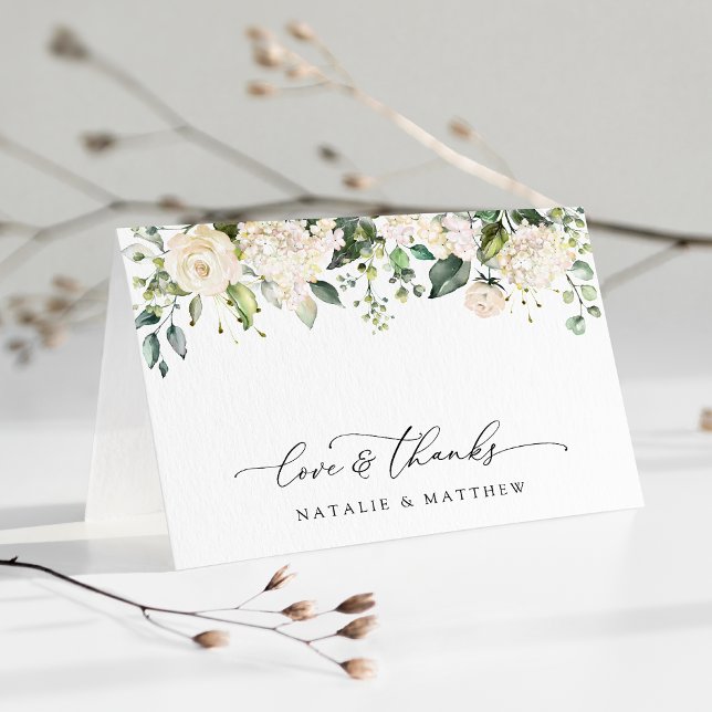 Tarjeta De Agradecimiento Flores blancas, flores de crema, vegetación, Boda (Subido por el creador)
