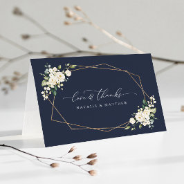 Tarjeta De Agradecimiento Flores blancas, flores de crema, vegetación, Boda