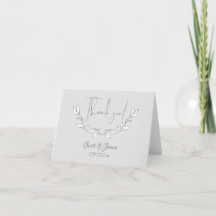 Tarjeta De Agradecimiento Flores blancas modernas en gris
