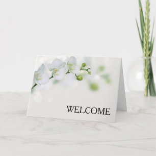 Tarjeta De Agradecimiento Flores blancas negras Rama marrón cálida bienvenid