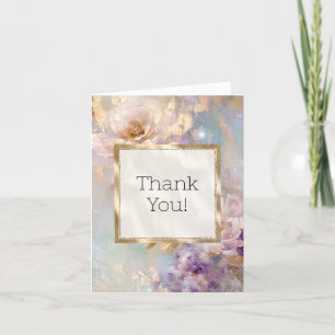 Tarjeta De Agradecimiento Flores blancas púrpura de oro femeninas