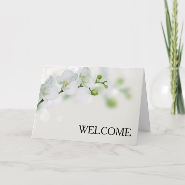 Tarjeta De Agradecimiento Flores blancas Rama marrón Cuidada bienvenida Grac (Anverso)