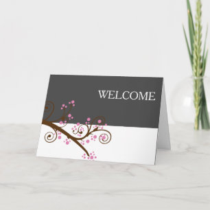 Tarjeta De Agradecimiento Flores blancas y negras Rama marrón Cute Bienvenid