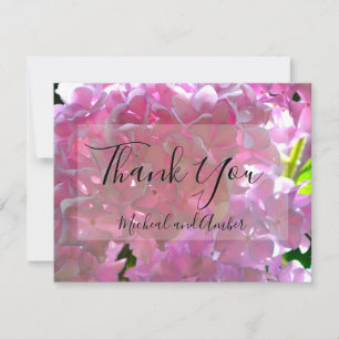 Tarjeta De Agradecimiento Flores boho elegantes rosadas hortensias florales