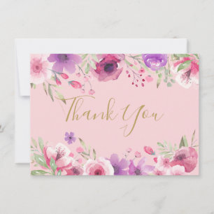 Tarjeta De Agradecimiento Flores bonitas de prado Oro Escritura Gracias