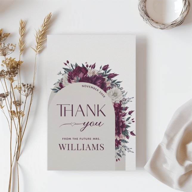 Tarjeta De Agradecimiento Flores Borgoña Amor en Flor Gracias (Subido por el creador)