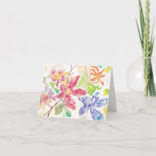 Tarjeta De Agradecimiento Flores Botánicas Acuarela Jardín Floración Blanco