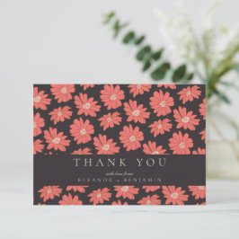 Tarjeta De Agradecimiento Flores Botánicas Boho Negro Rojo Boda Personalizad