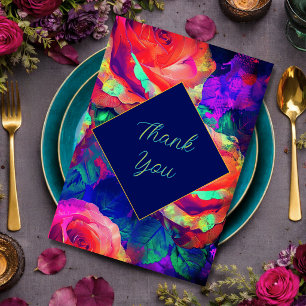 Tarjeta De Agradecimiento Flores brillantes coloridas chic boda