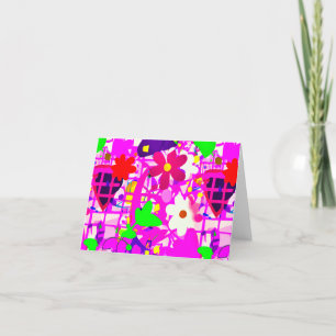 Tarjeta De Agradecimiento Flores brillantes de arte pop