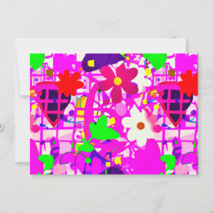 Tarjeta De Agradecimiento Flores brillantes de arte pop