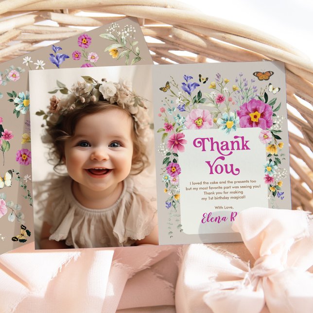 Tarjeta De Agradecimiento Flores Brillantes De Boho Un Aniversario Foto Salv (Subido por el creador)