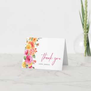 Tarjeta De Agradecimiento Flores brillantes festivas cítricos florales