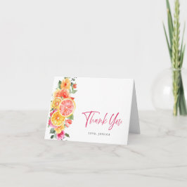 Tarjeta De Agradecimiento Flores brillantes festivas cítricos florales