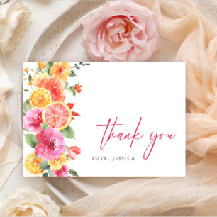 Tarjeta De Agradecimiento Flores brillantes festivas cítricos florales