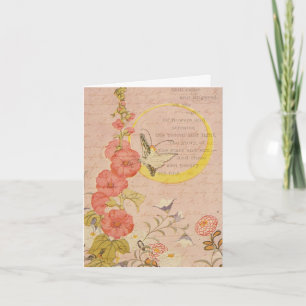 Tarjeta De Agradecimiento Flores caprichosas, luna de jardín rosado. Gracias