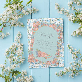 Tarjeta De Agradecimiento Flores chic rosadas y azules