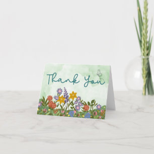Tarjeta De Agradecimiento Flores con gradiente verde