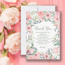 Tarjeta De Agradecimiento Flores Cumpleaños Rosa Rubor 