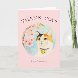 Tarjeta De Agradecimiento Flores cúricas de gato y rosa de Calico | Gracias