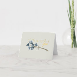 Tarjeta De Agradecimiento Flores de acuarela azul elegantes