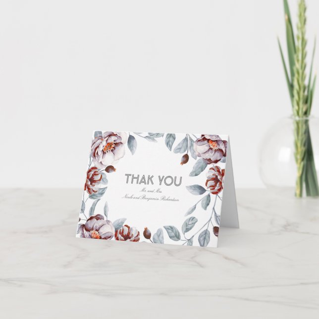 Tarjeta De Agradecimiento Flores de acuarela de ciruela decoran agradecimien (Anverso)