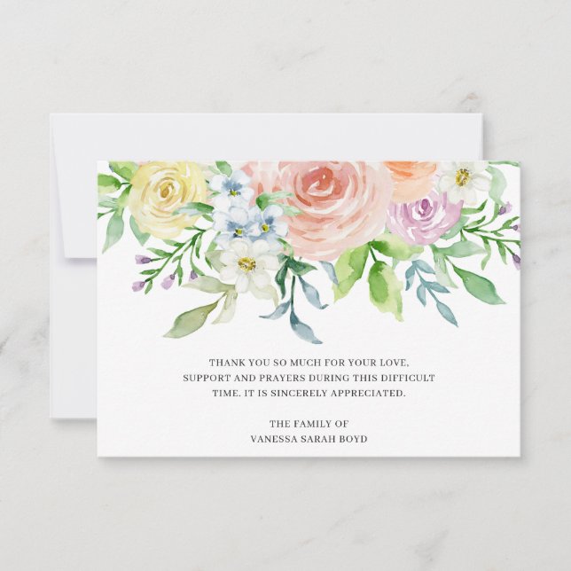 Tarjeta De Agradecimiento Flores de acuarela de melocotonería floral Simpatí (Anverso)