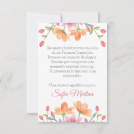Tarjeta De Agradecimiento Flores de acuarela elegantes y personalizadas en e