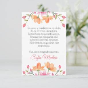 Tarjeta De Agradecimiento Flores de acuarela elegantes y personalizadas en e