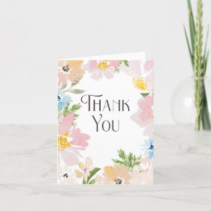 Tarjeta De Agradecimiento Flores de acuarela gracias