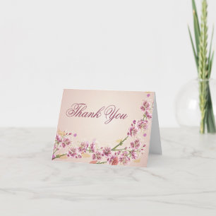 Tarjeta De Agradecimiento Flores de acuarela moradas lilas boda agradecimien