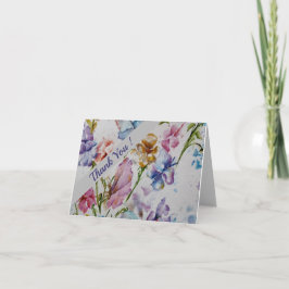 Tarjeta De Agradecimiento Flores de acuarela singulares florales
