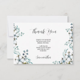 Tarjeta De Agradecimiento Flores de algodón azul marino eucalipto Despedida 