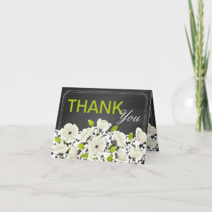 Tarjeta De Agradecimiento Flores de amapola blancas modernas gracias