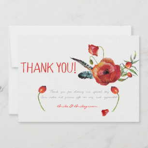 Tarjeta De Agradecimiento Flores de amapola Gracias Boda