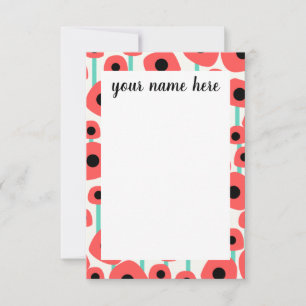 Tarjeta De Agradecimiento Flores de amapola personalizadas Notecards