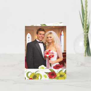 Tarjeta De Agradecimiento Flores de amapola rojas + verde lima, gracias por