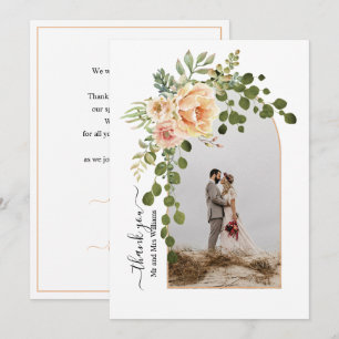 Tarjeta De Agradecimiento Flores de arca con boda de caída fotográfica