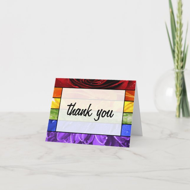 Tarjeta De Agradecimiento Flores de Arcoíris Gracias (Anverso)