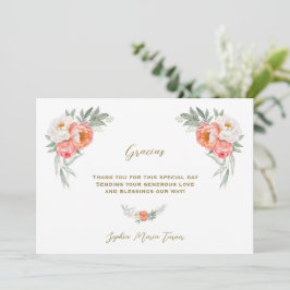 Tarjeta De Agradecimiento Flores de bata blanca Gracias Baby Shower