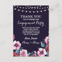 Tarjeta de agradecimiento Flores de boda Azul mari